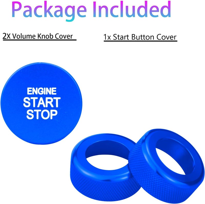 HDUFC for Kia Carnival/Carnival Hybrid/K5/Niro/Sorento/Sportage Interior Package, Push-Button Start, air Conditioning Control knob Cover, 3-Piece Set (Blue) - Image 3
